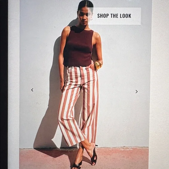 High-Rise Cream and Red Striped Wide-Leg Pants sezane - Picture 5 of 15